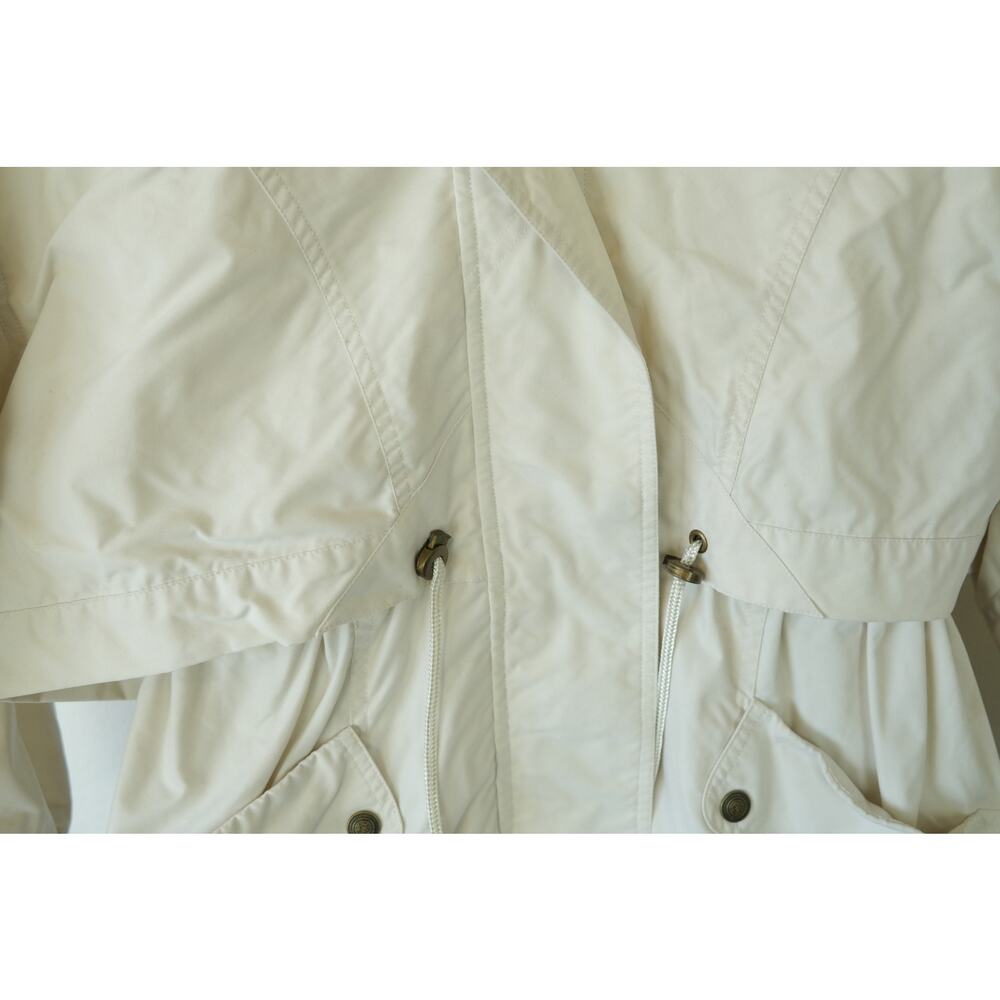 Vintage Aeros Windbreaker Cream Jacket | Longline Parachute Coat Womens Small - Picture 2 of 6
